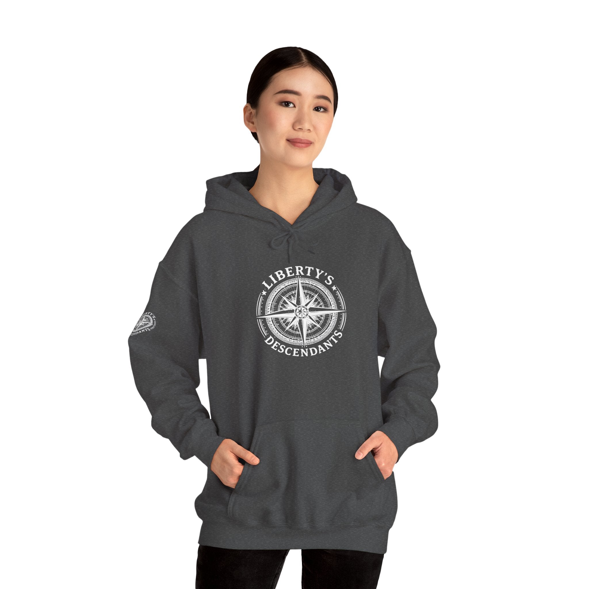 Liberty's Descendant Compass Hoodie — Patriotic Compass Logo Pullover
