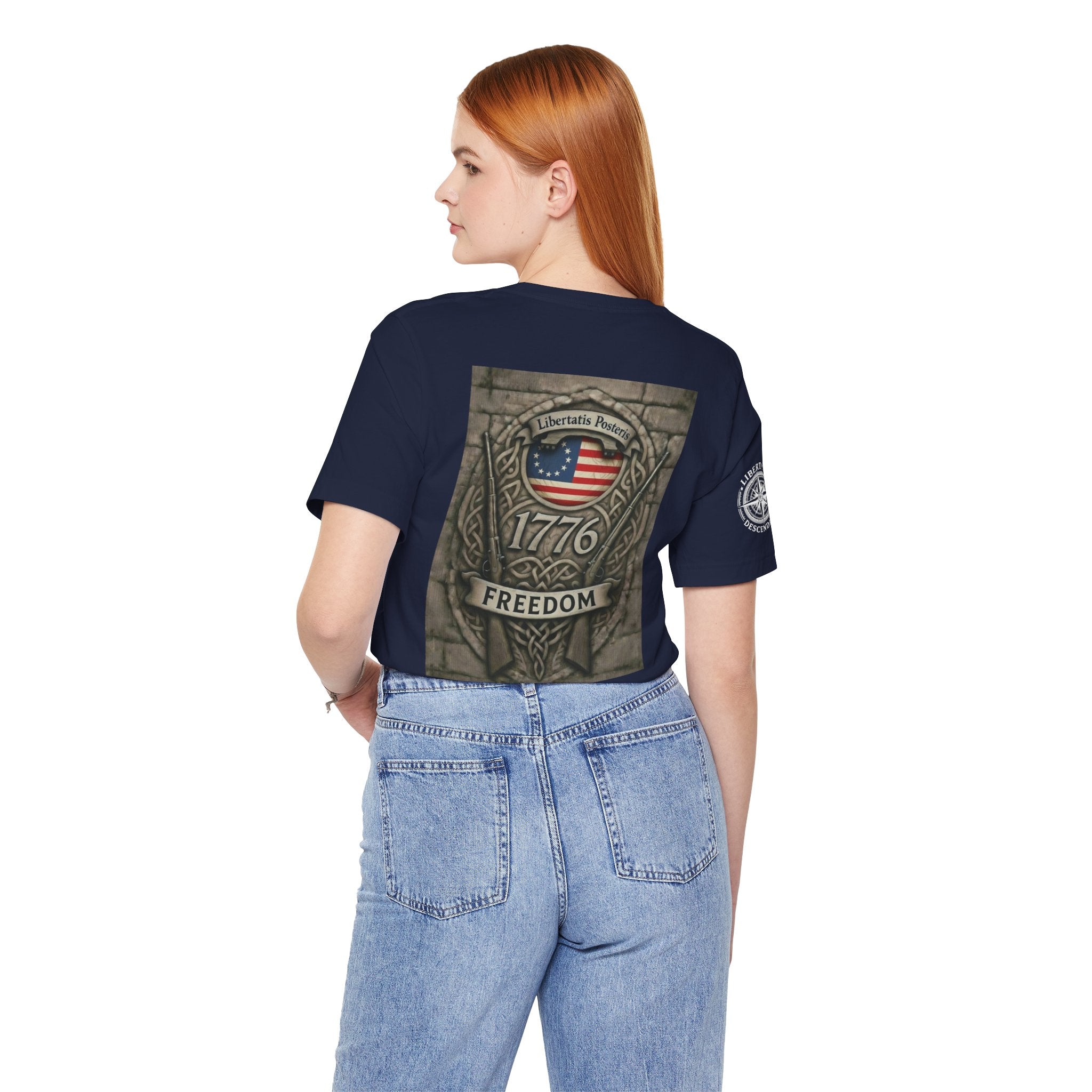 1776 Freedom T-Shirt - American Flag Shield Patriotic Tee