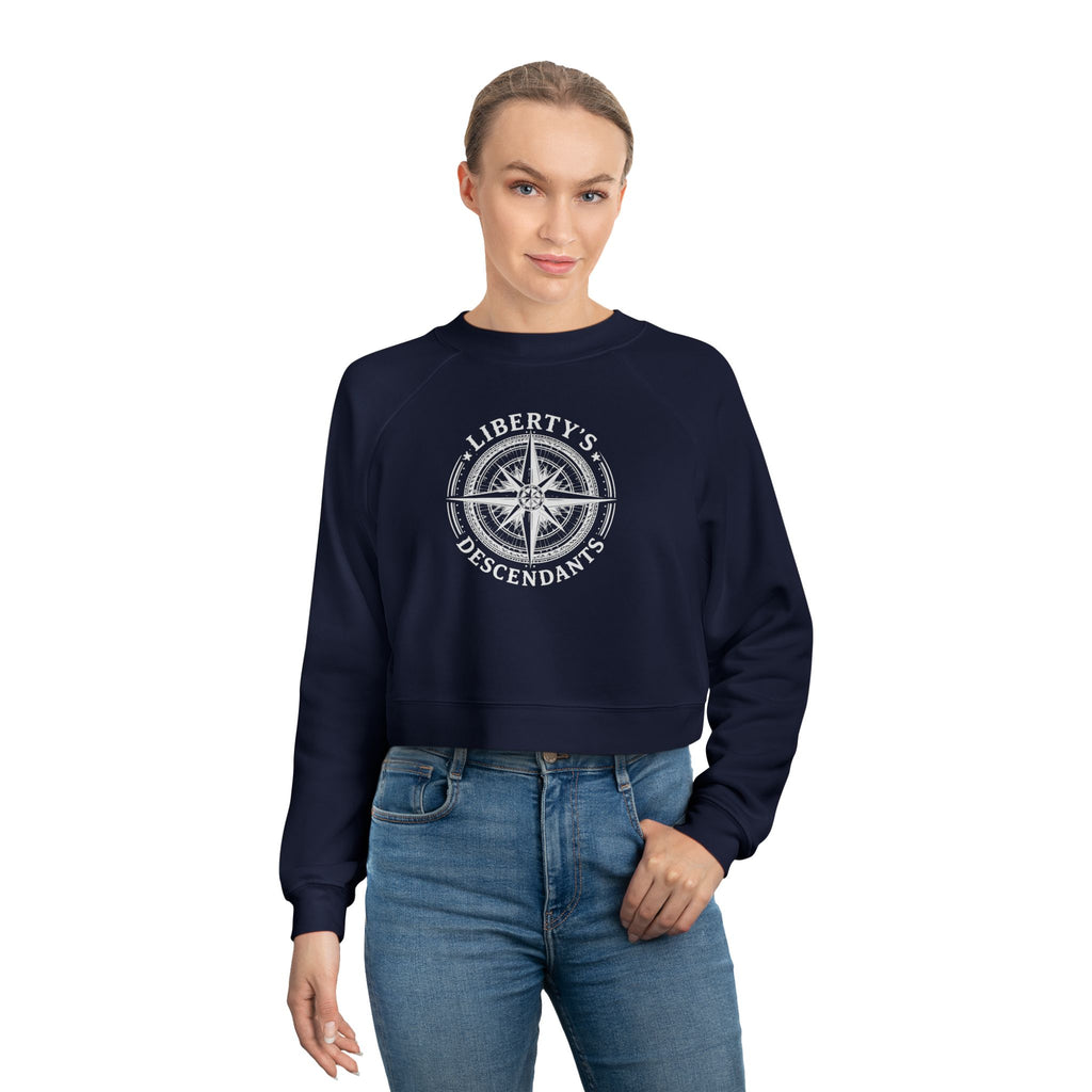 Liberty's Descendants Cropped Pullover — Women's Patriot Compass Sweatshirt