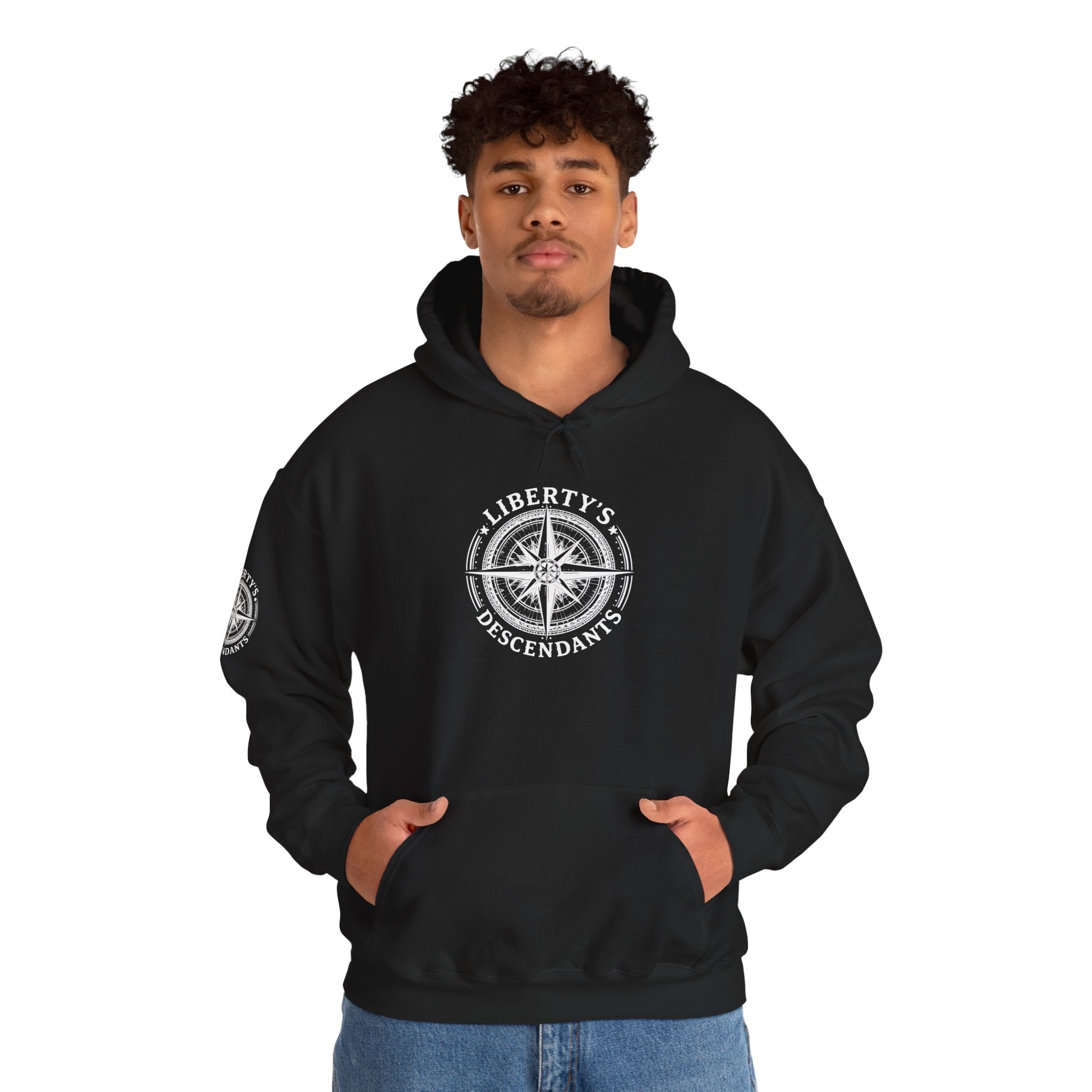 Liberty's Descendant Compass Hoodie — Patriotic Compass Logo Pullover