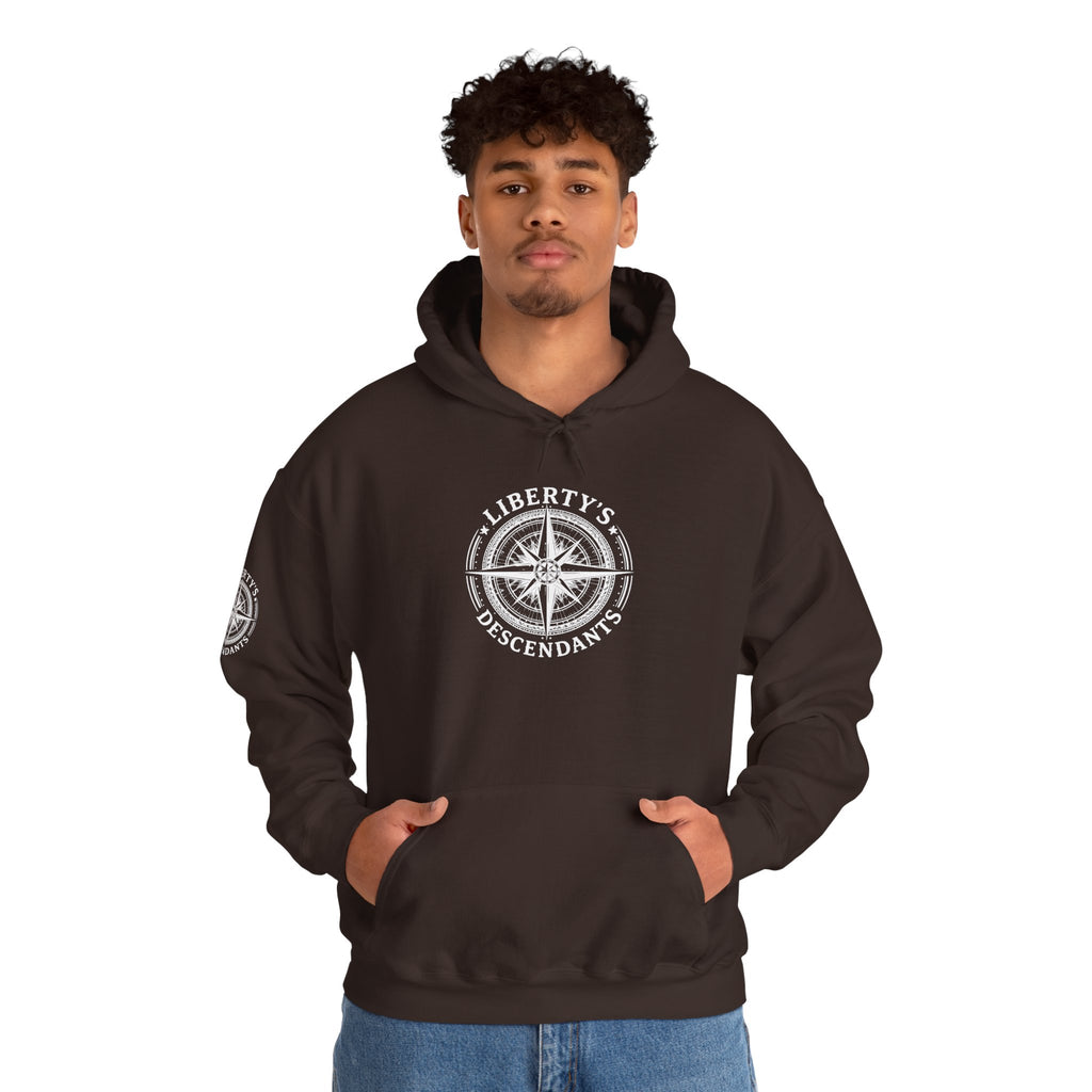 Liberty's Descendant Compass Hoodie — Patriotic Compass Logo Pullover