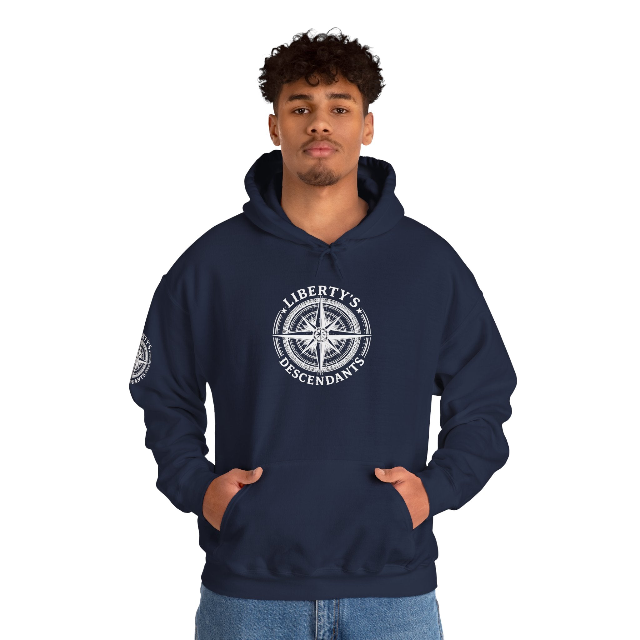 Liberty's Descendant Compass Hoodie — Patriotic Compass Logo Pullover