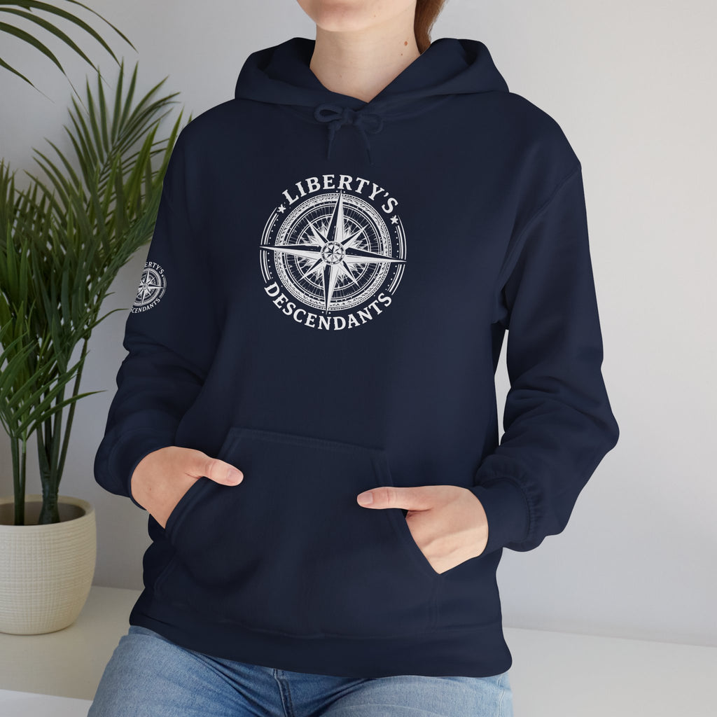 Liberty's Descendant Compass Hoodie — Patriotic Compass Logo Pullover