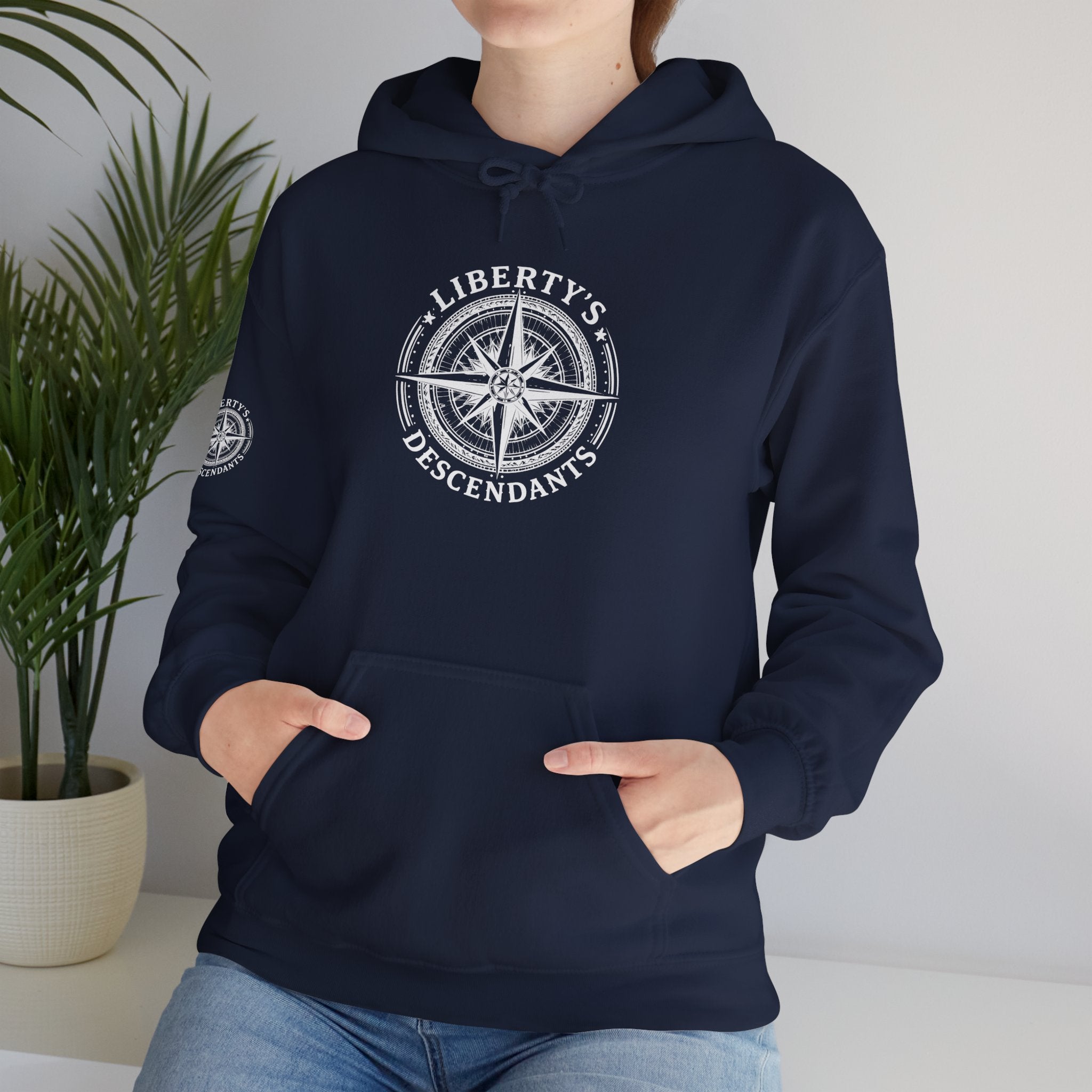 Liberty's Descendant Compass Hoodie — Patriotic Compass Logo Pullover