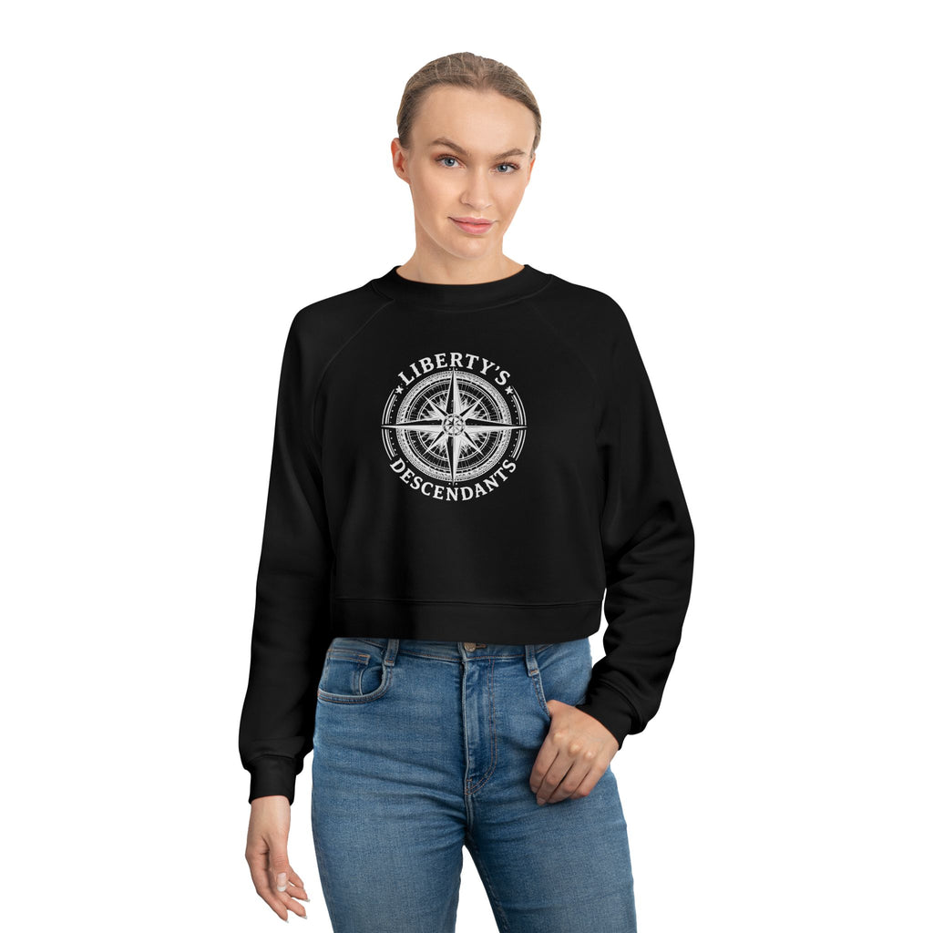 Liberty's Descendants Cropped Pullover — Women's Patriot Compass Sweatshirt
