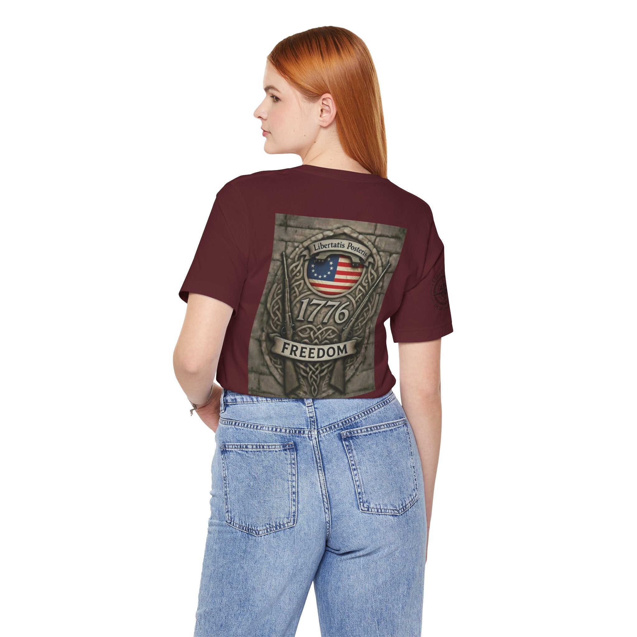 1776 Freedom T-Shirt - American Flag Shield Patriotic Tee