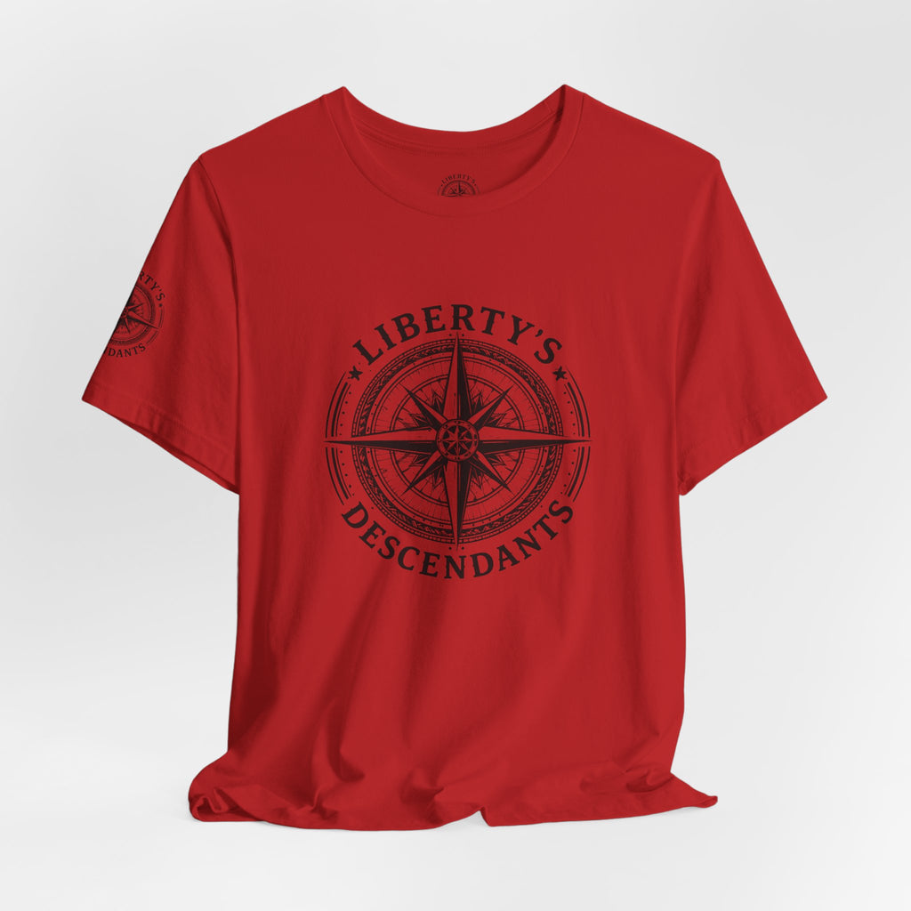 Liberty's Descendants Compass Tee — Nautical Patriotic Graphic T‑Shirt