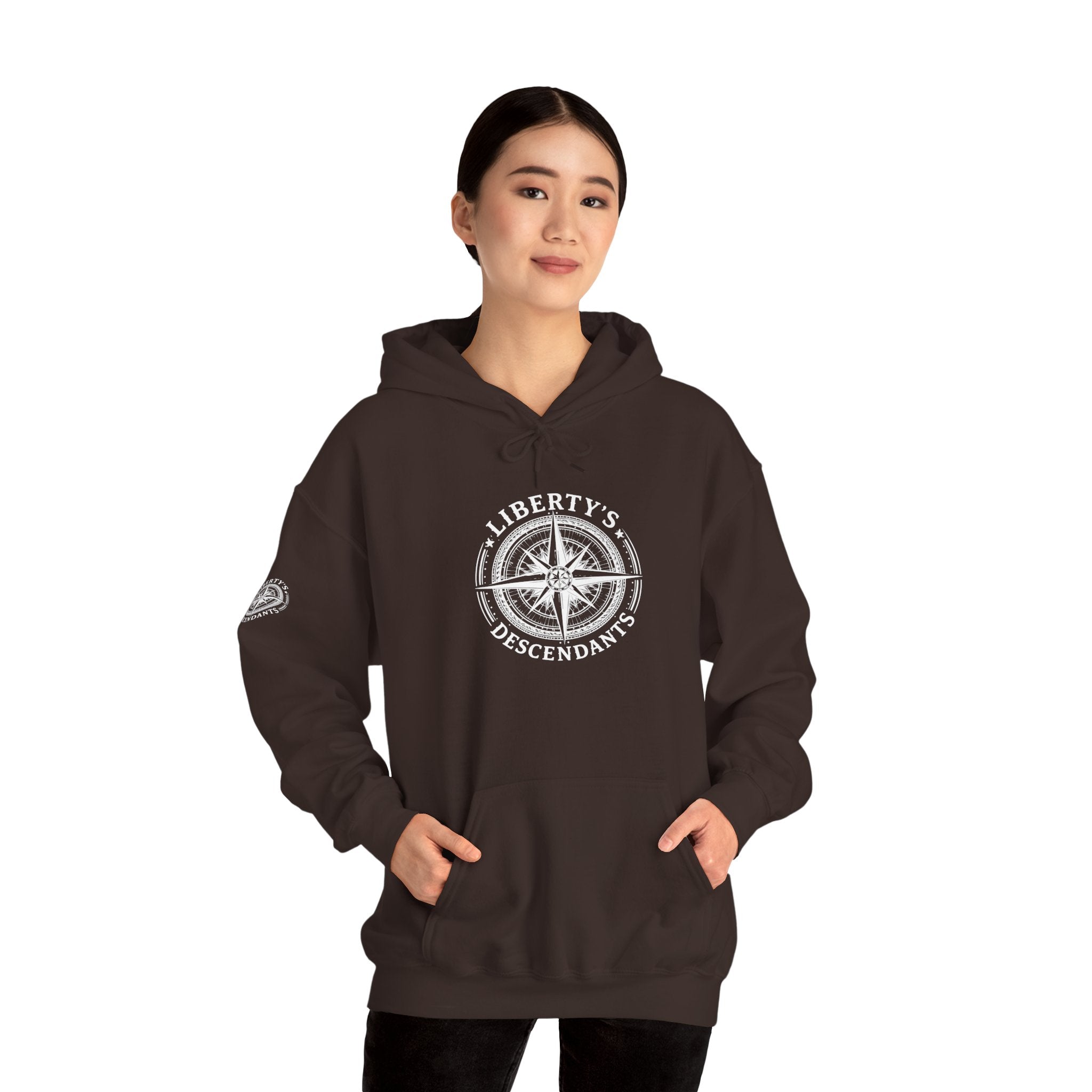 Liberty's Descendant Compass Hoodie — Patriotic Compass Logo Pullover