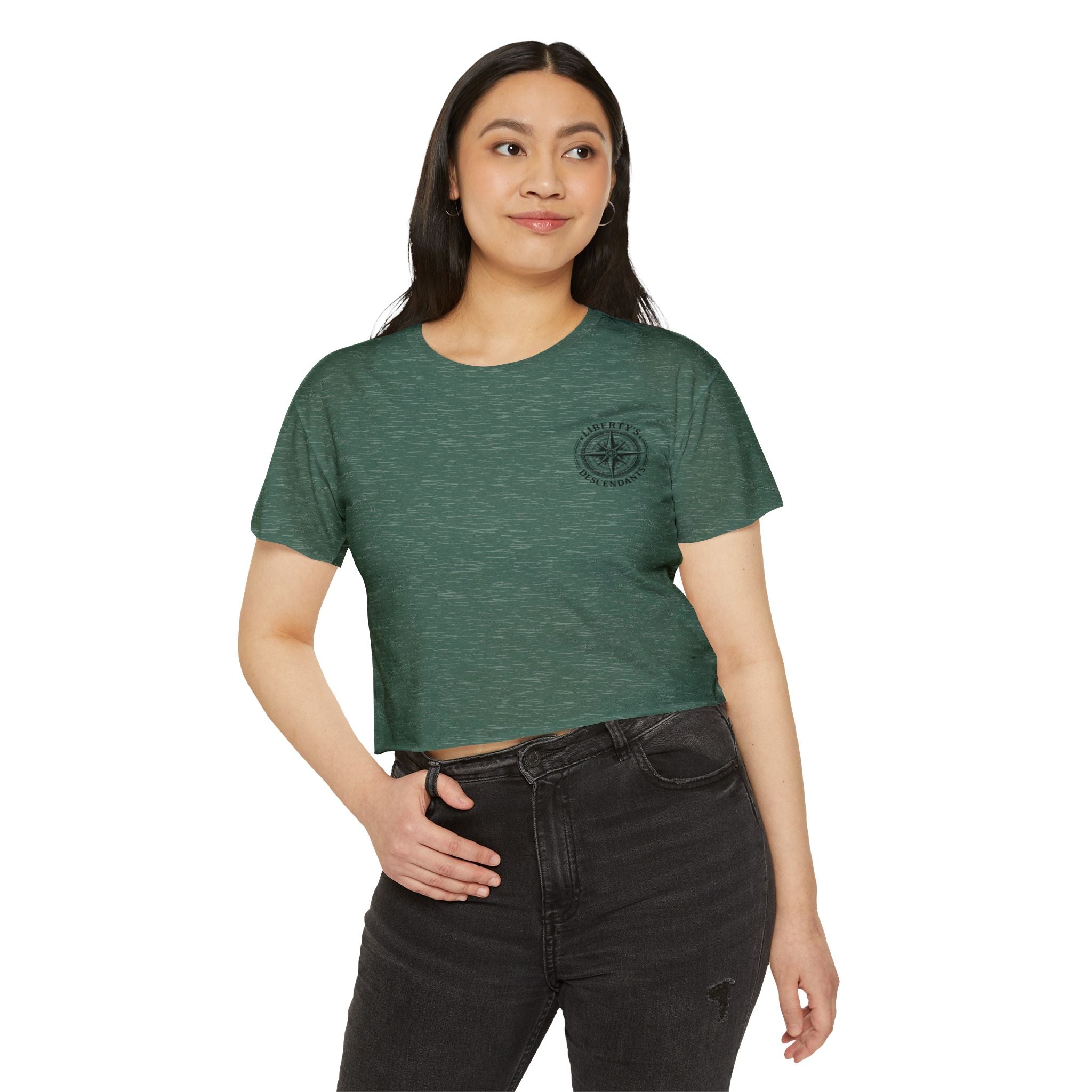 Liberty's Descendants Compass Back Crop Top — Women's Graphic