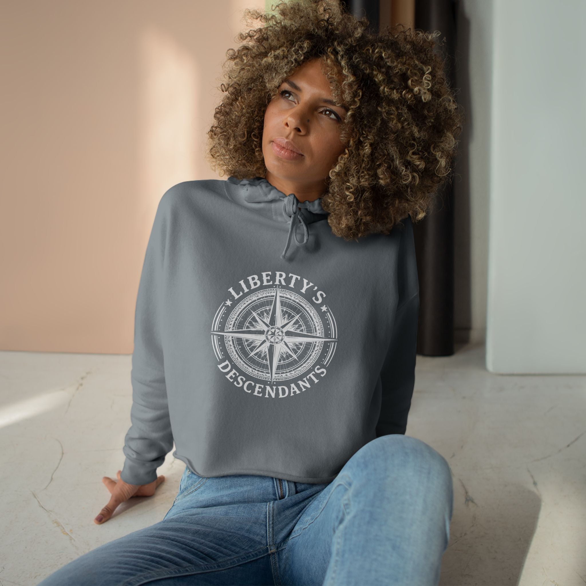 Cropped Hoodie Liberty's Descendants Emblem — Lightweight Casual Crop Hoodie