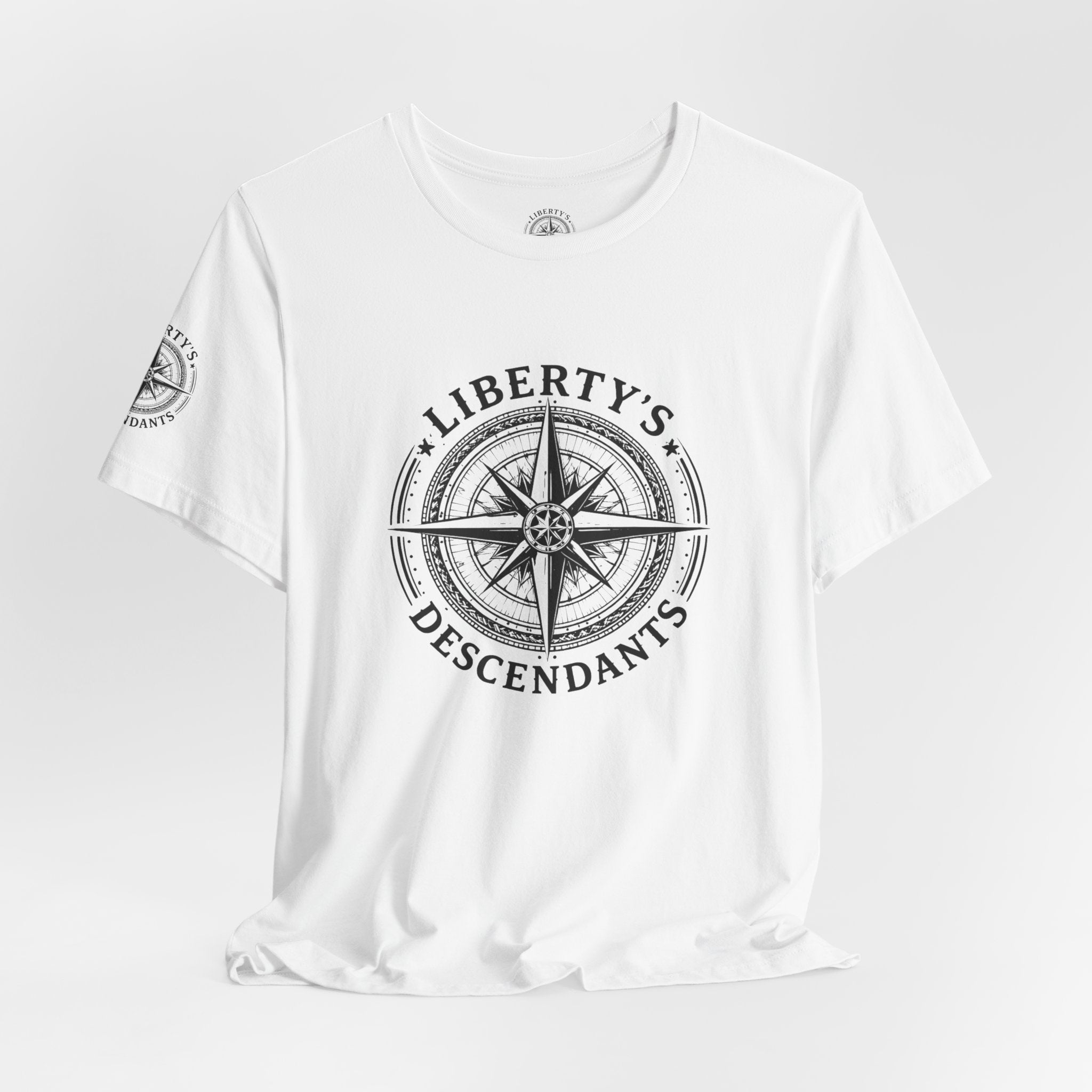 Liberty's Descendants Compass Tee — Nautical Patriotic Graphic T‑Shirt