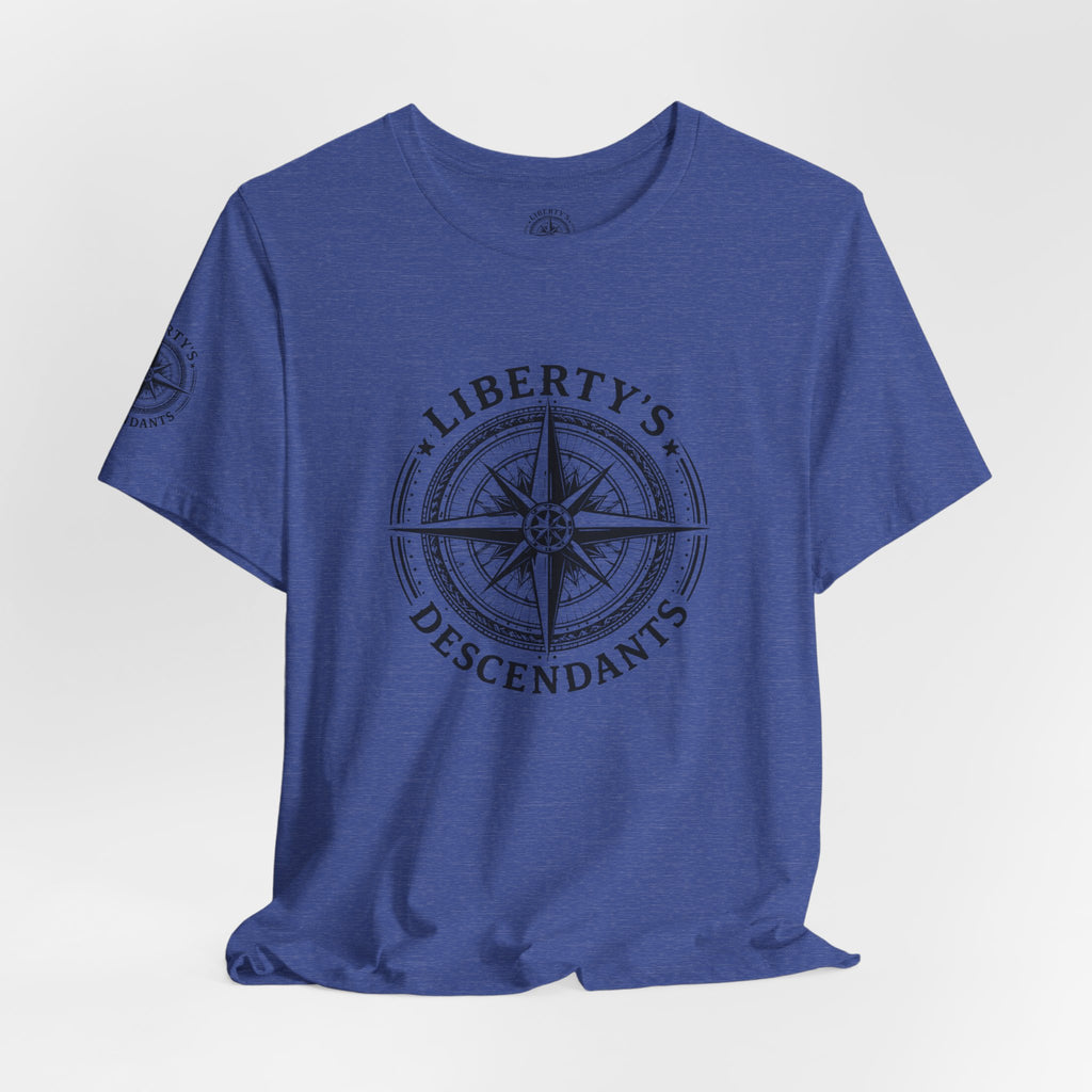 Liberty's Descendants Compass Tee — Nautical Patriotic Graphic T‑Shirt