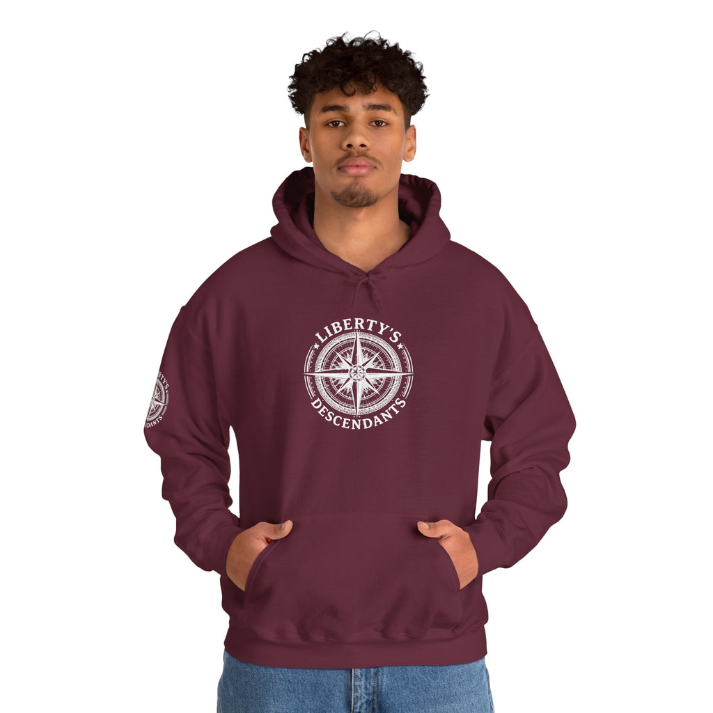 Liberty's Descendant Compass Hoodie — Patriotic Compass Logo Pullover