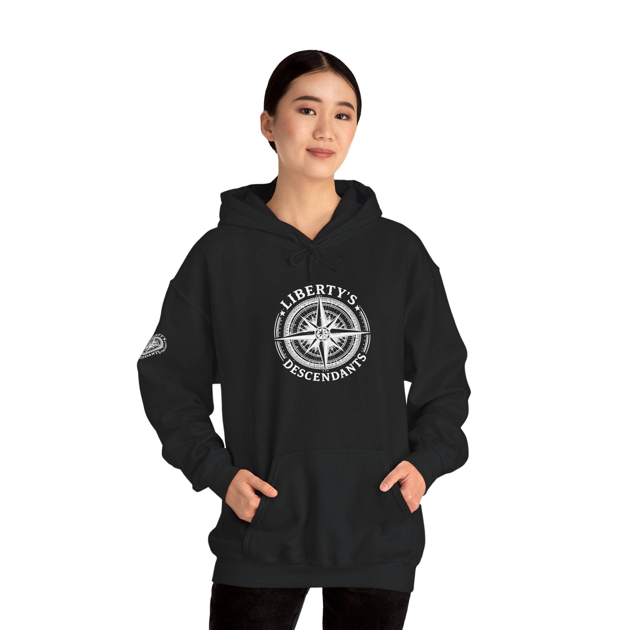 Liberty's Descendant Compass Hoodie — Patriotic Compass Logo Pullover