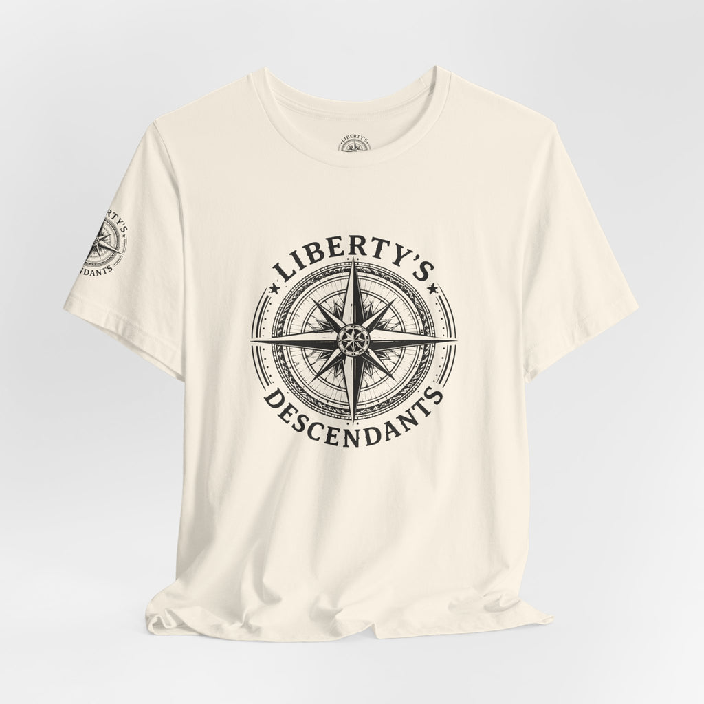 Liberty's Descendants Compass Tee — Nautical Patriotic Graphic T‑Shirt