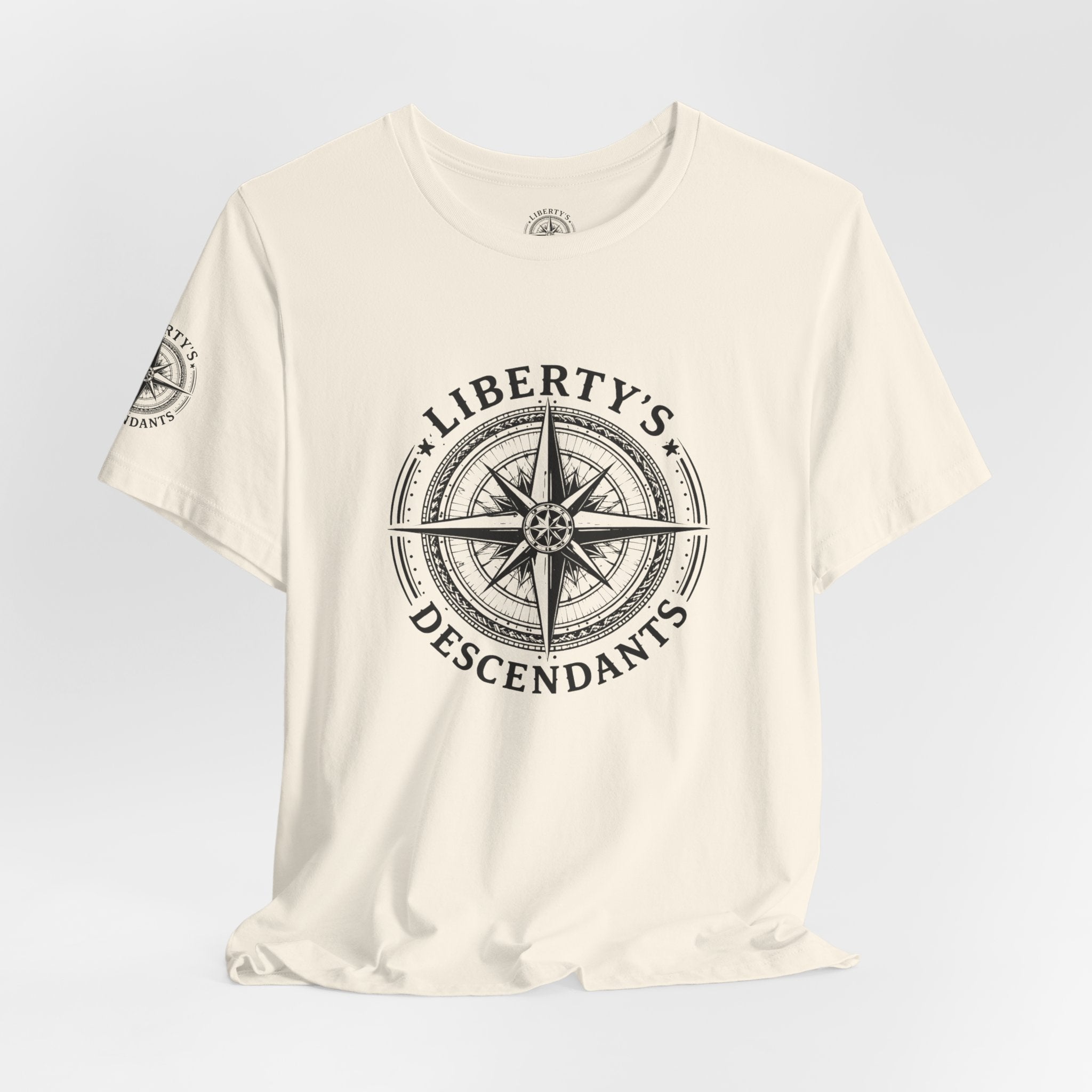 Liberty's Descendants Compass Tee — Nautical Patriotic Graphic T‑Shirt