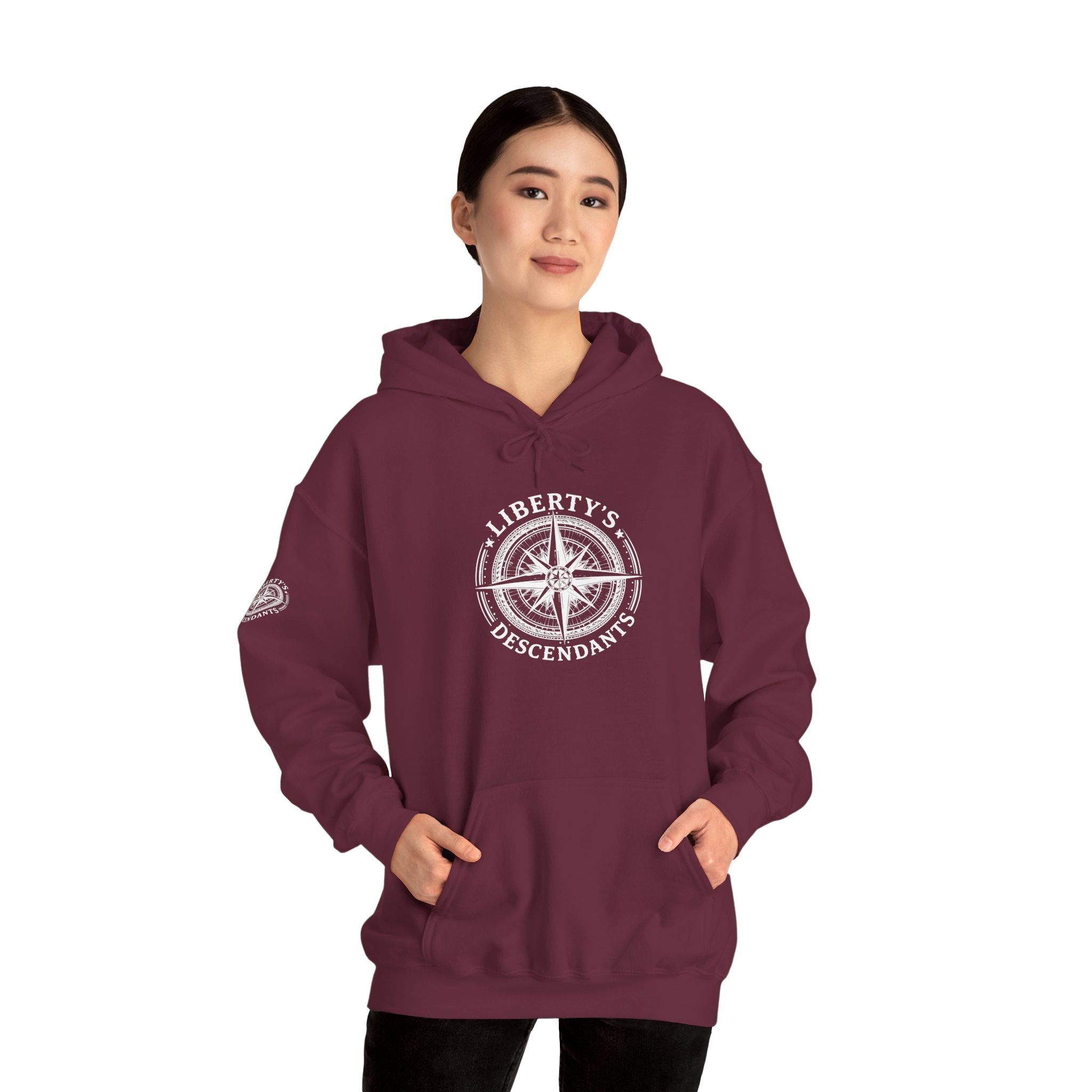 Liberty's Descendant Compass Hoodie — Patriotic Compass Logo Pullover