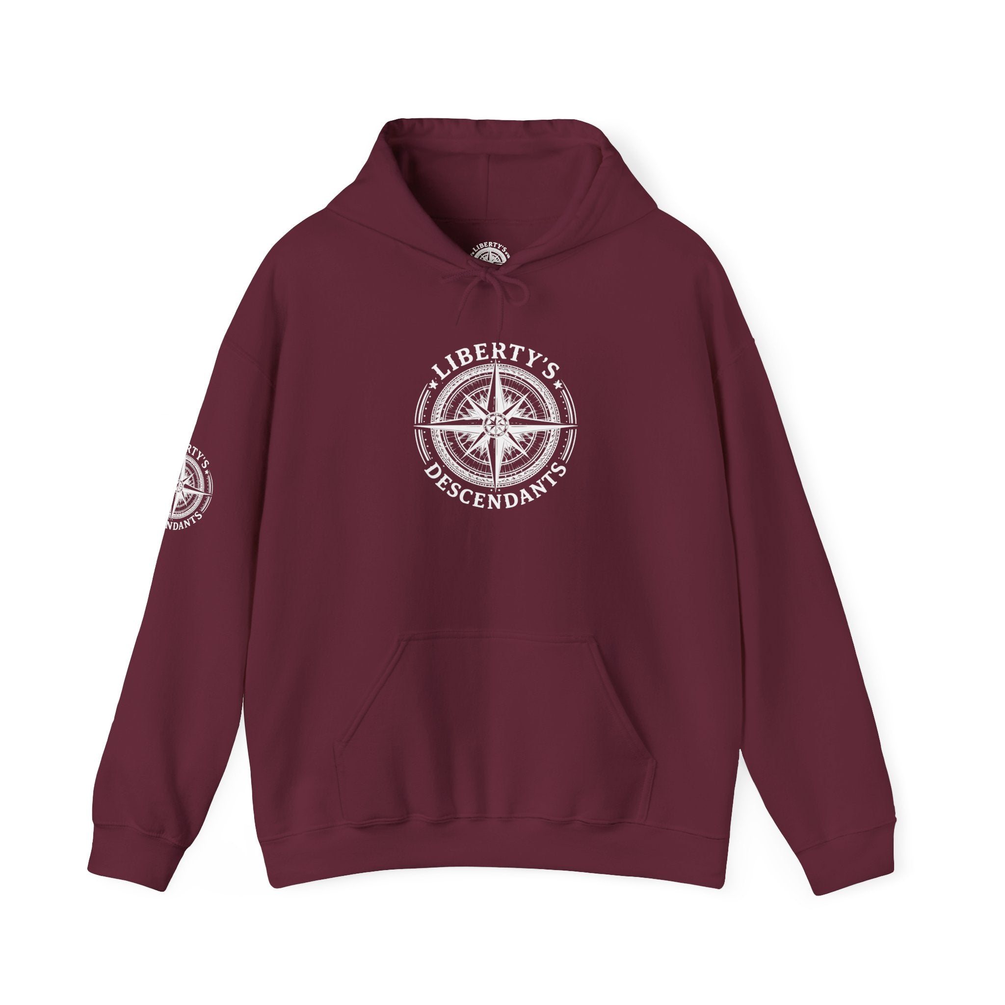 Liberty's Descendant Compass Hoodie — Patriotic Compass Logo Pullover