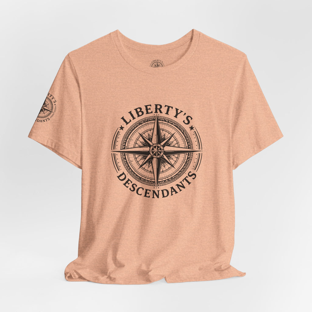 Liberty's Descendants Compass Tee — Nautical Patriotic Graphic T‑Shirt