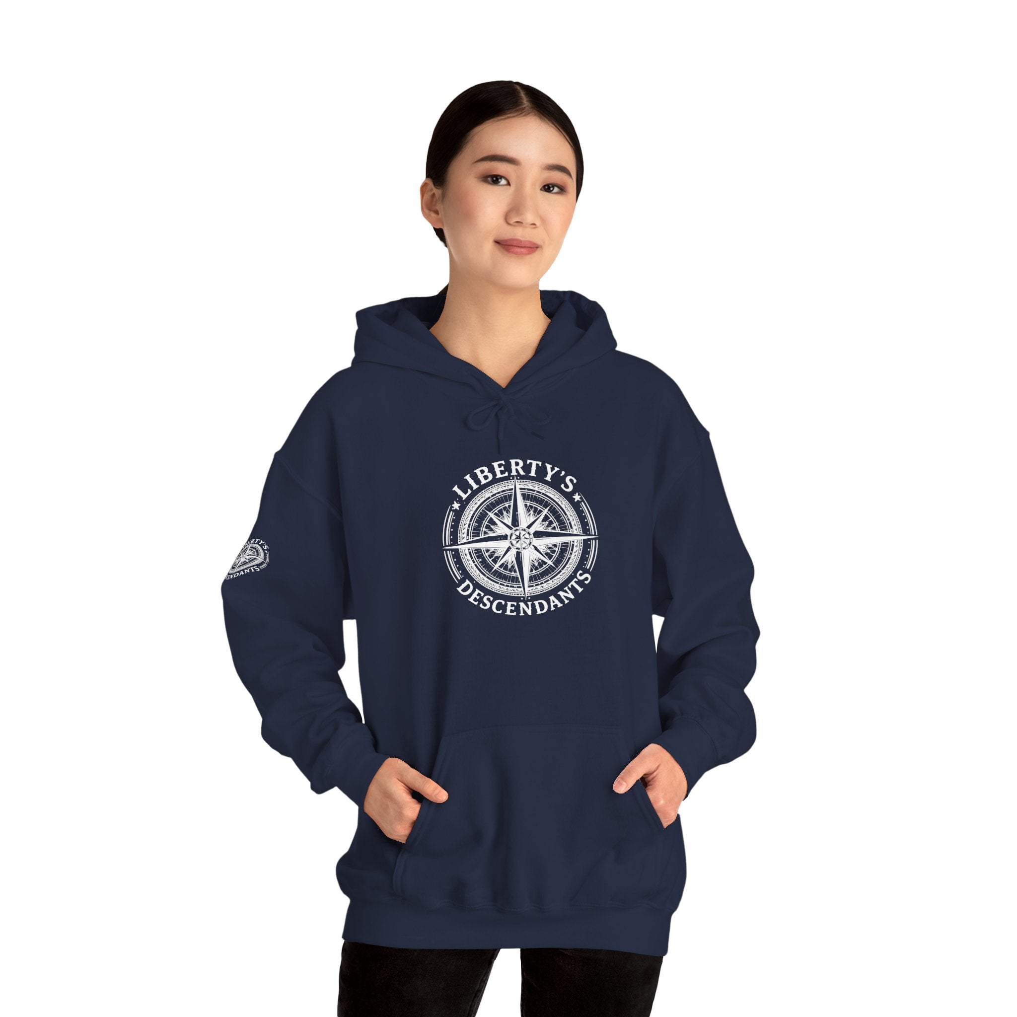 Liberty's Descendant Compass Hoodie — Patriotic Compass Logo Pullover