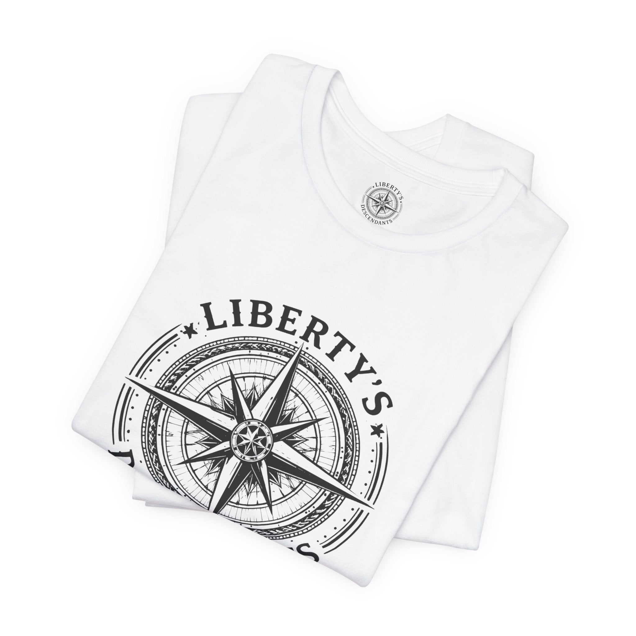 Liberty's Descendants Compass Tee — Nautical Patriotic Graphic T‑Shirt