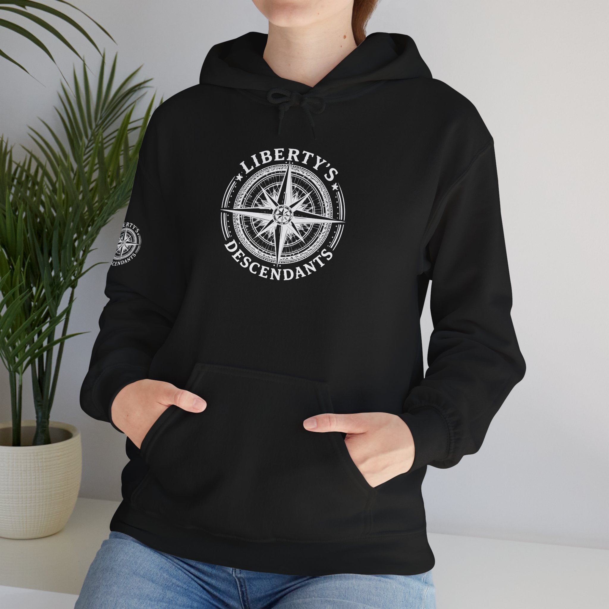 Liberty's Descendant Compass Hoodie — Patriotic Compass Logo Pullover