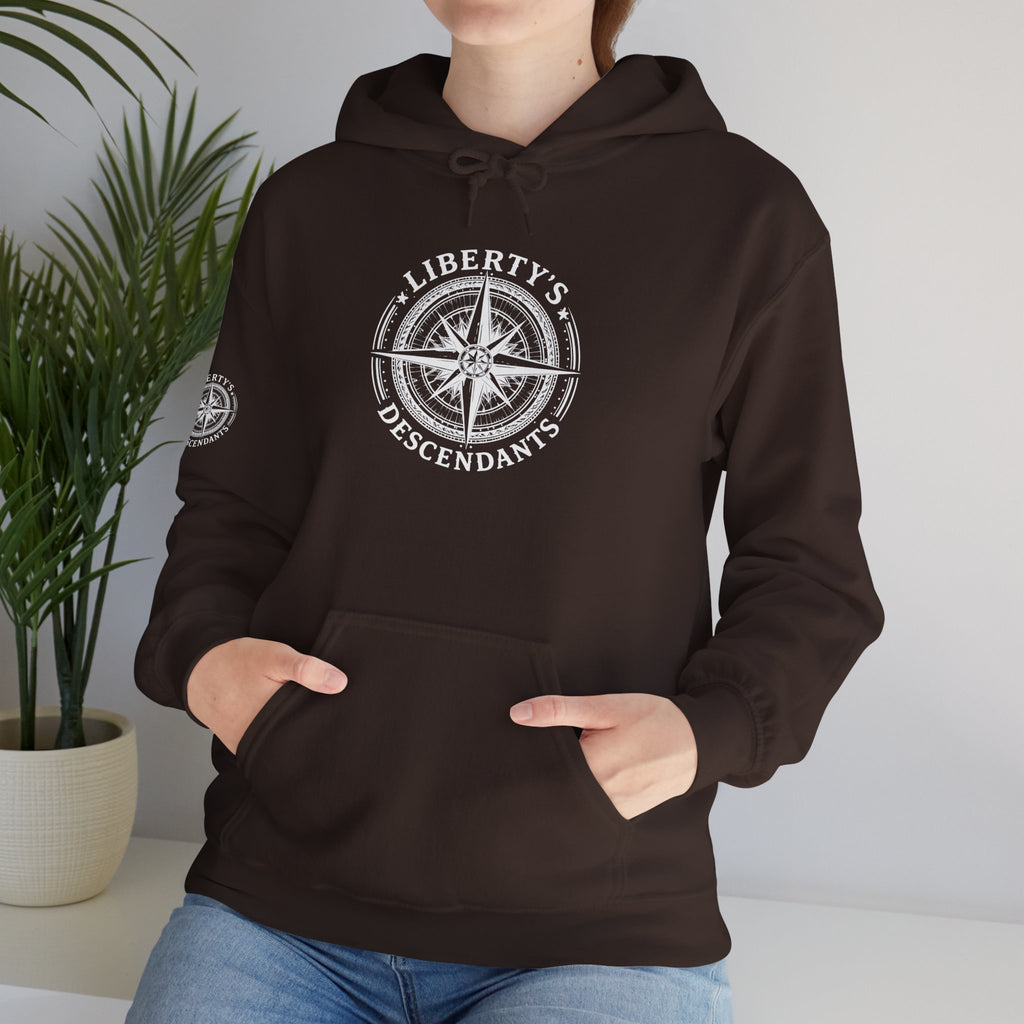 Liberty's Descendant Compass Hoodie — Patriotic Compass Logo Pullover