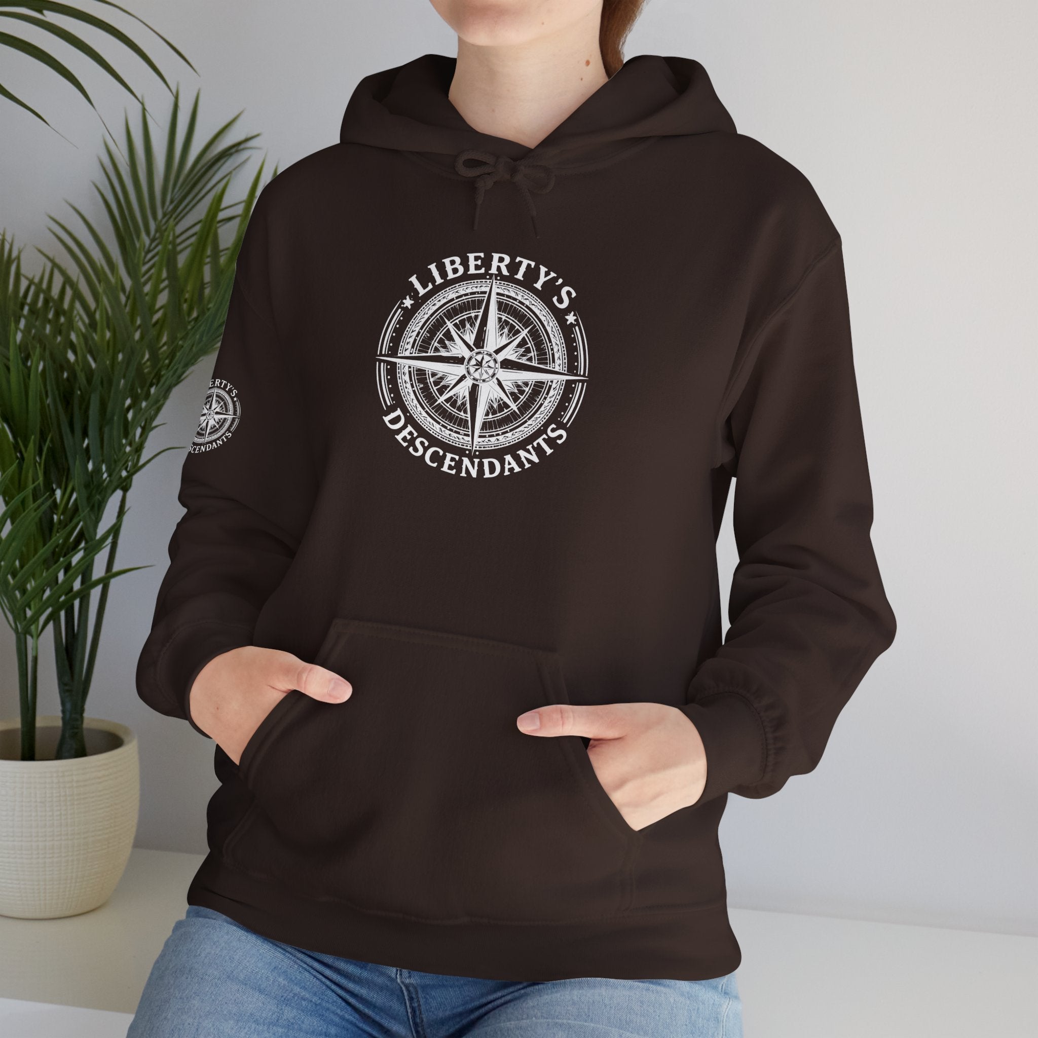 Liberty's Descendant Compass Hoodie — Patriotic Compass Logo Pullover
