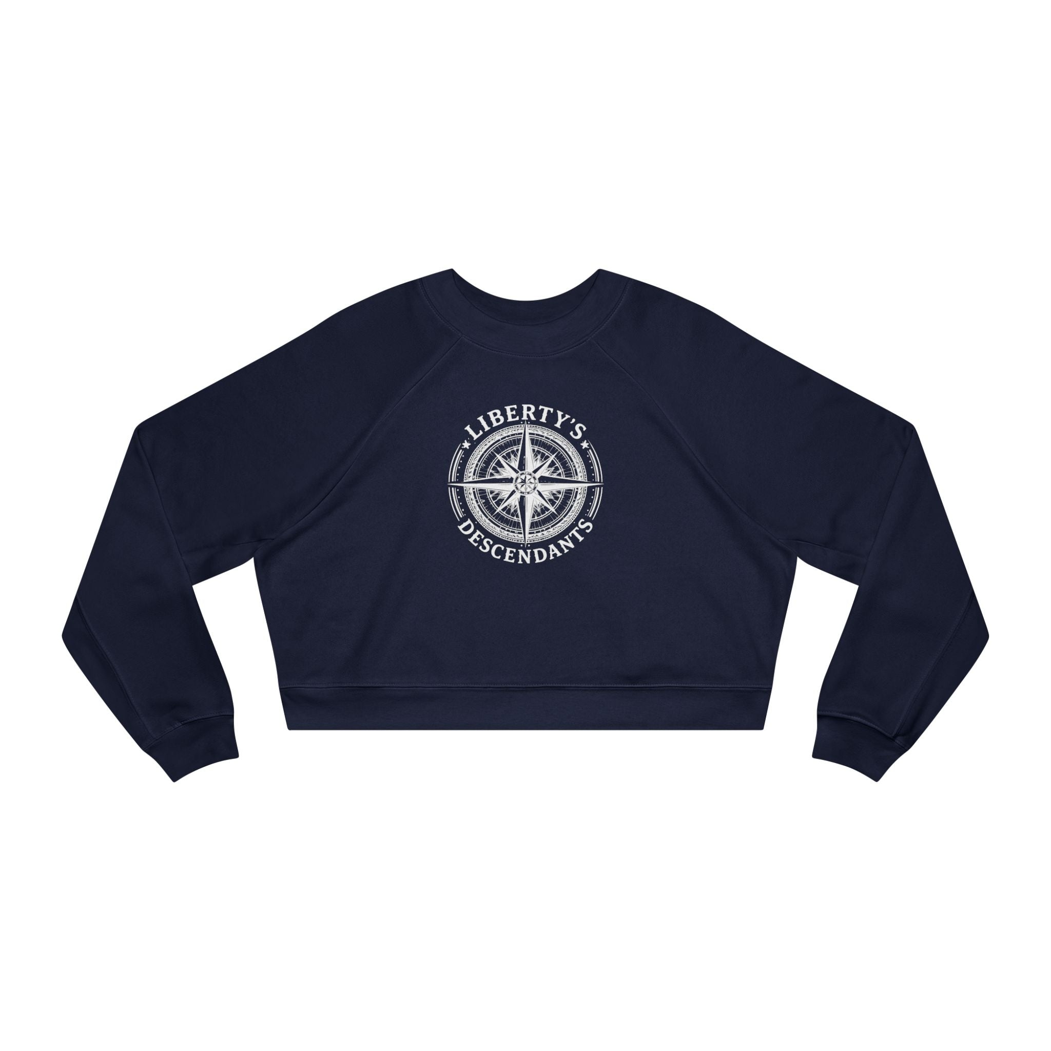 Liberty's Descendants Cropped Pullover — Women's Patriot Compass Sweatshirt