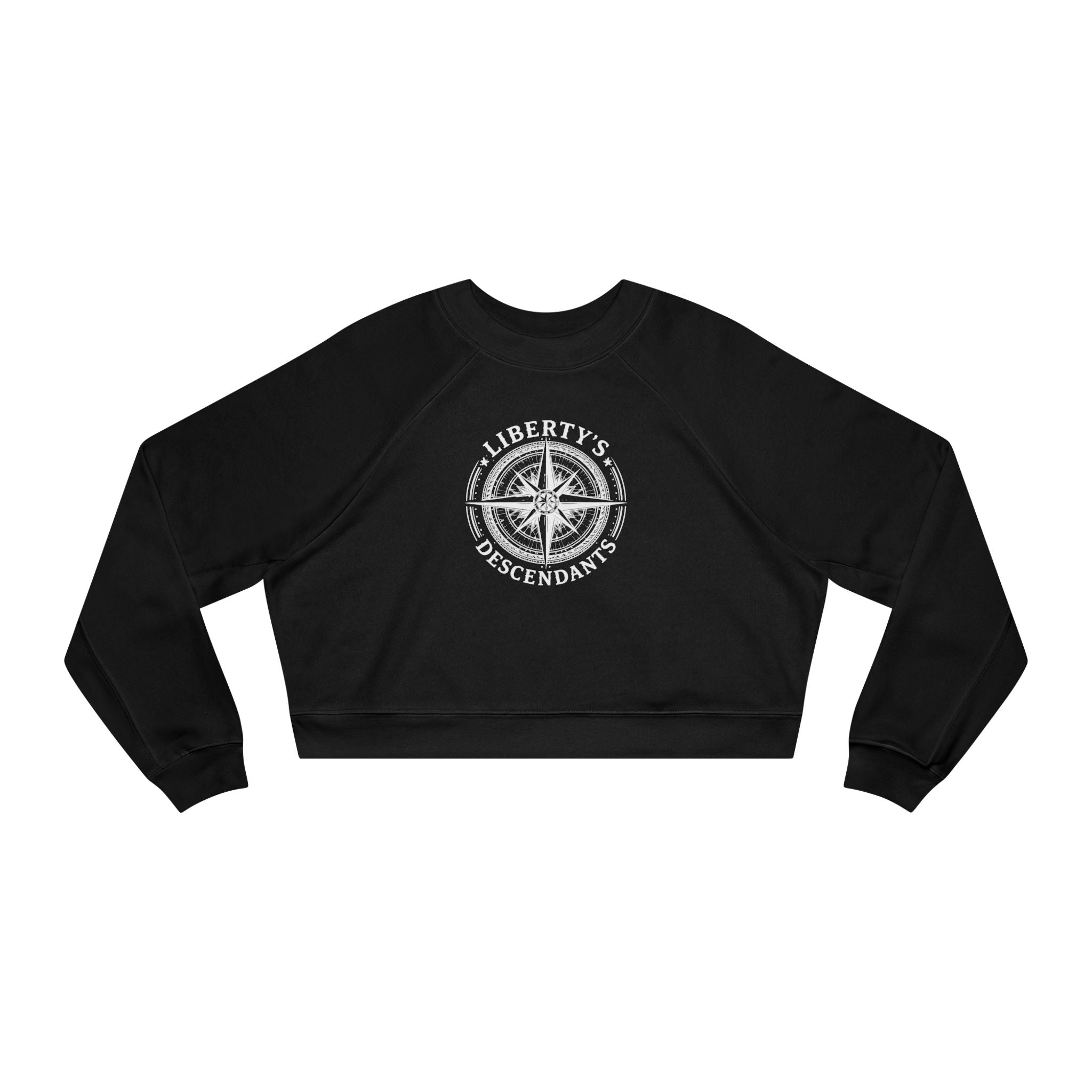 Liberty's Descendants Cropped Pullover — Women's Patriot Compass Sweatshirt