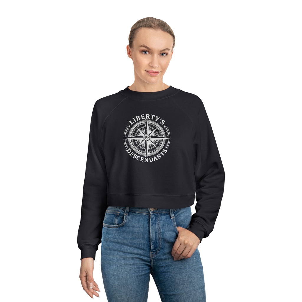 Liberty's Descendants Cropped Pullover — Women's Patriot Compass Sweatshirt