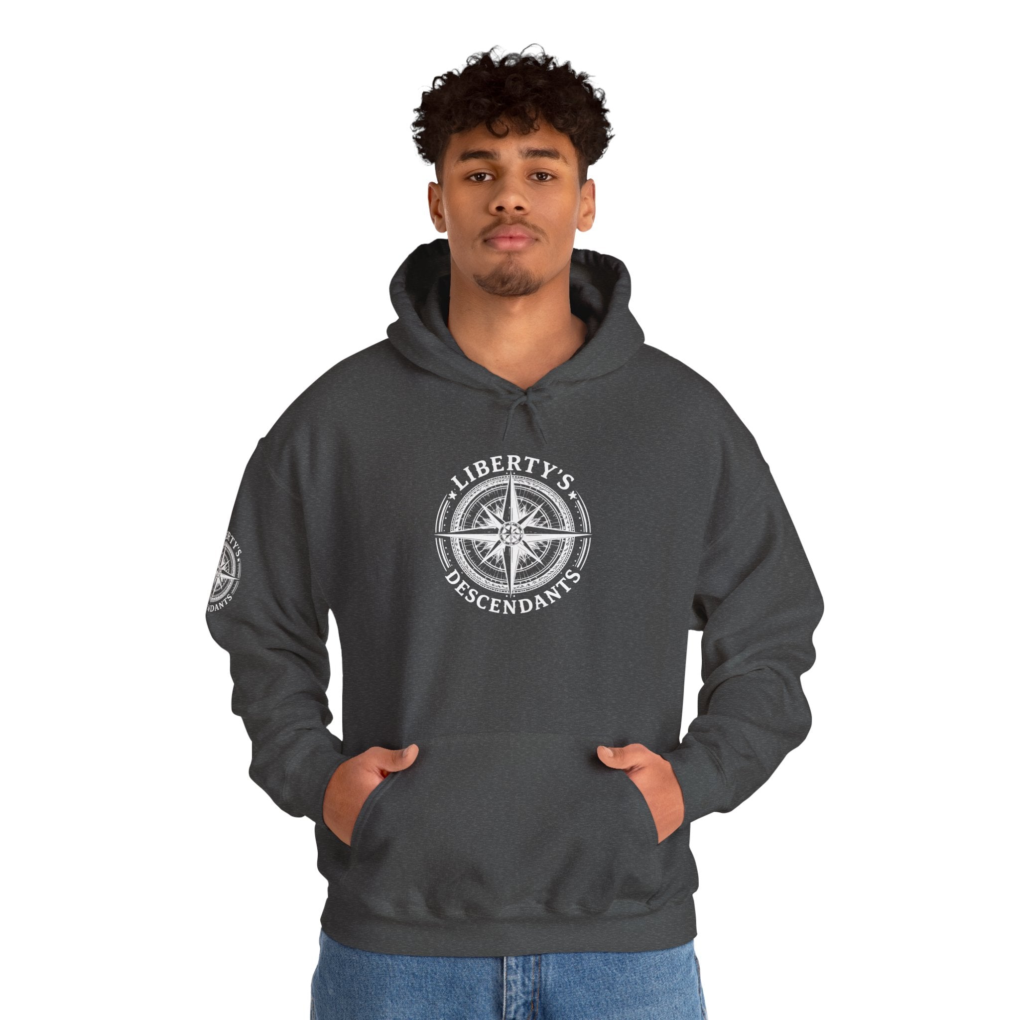 Liberty's Descendant Compass Hoodie — Patriotic Compass Logo Pullover