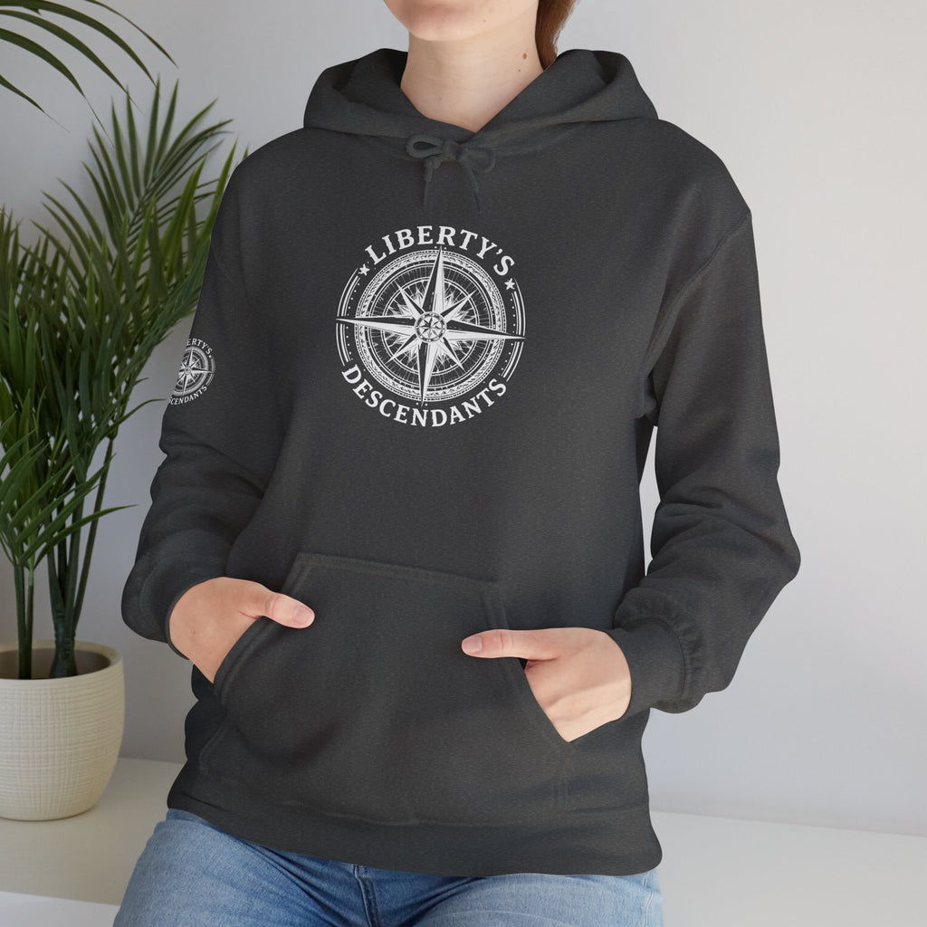 Liberty's Descendant Compass Hoodie — Patriotic Compass Logo Pullover