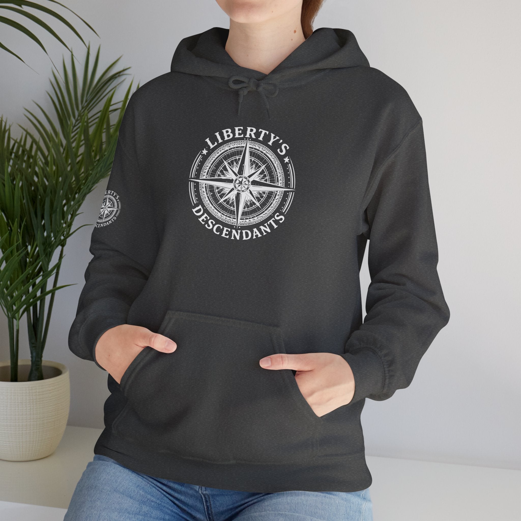 Liberty's Descendant Compass Hoodie — Patriotic Compass Logo Pullover