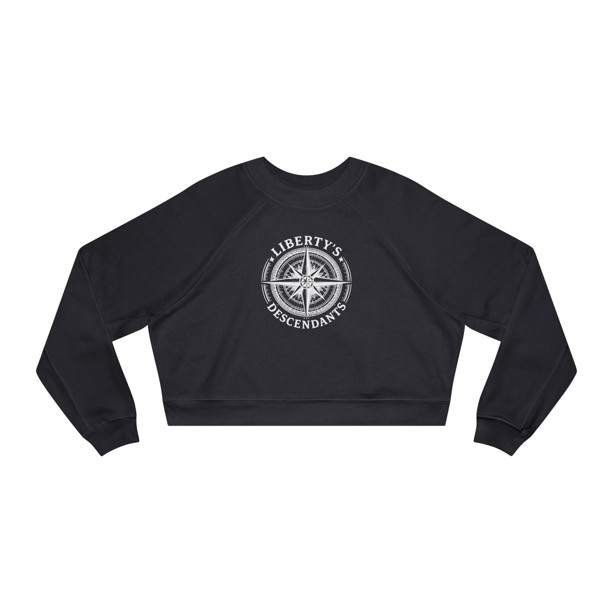 Liberty's Descendants Cropped Pullover — Women's Patriot Compass Sweatshirt