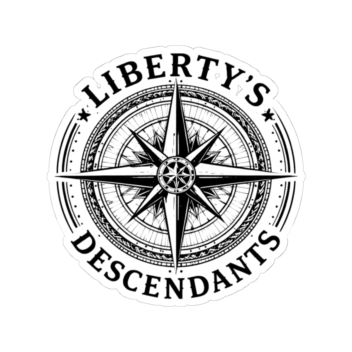 Liberty's Descendants Compass Sticker — Vintage Nautical Compass Kiss-Cut Sticker