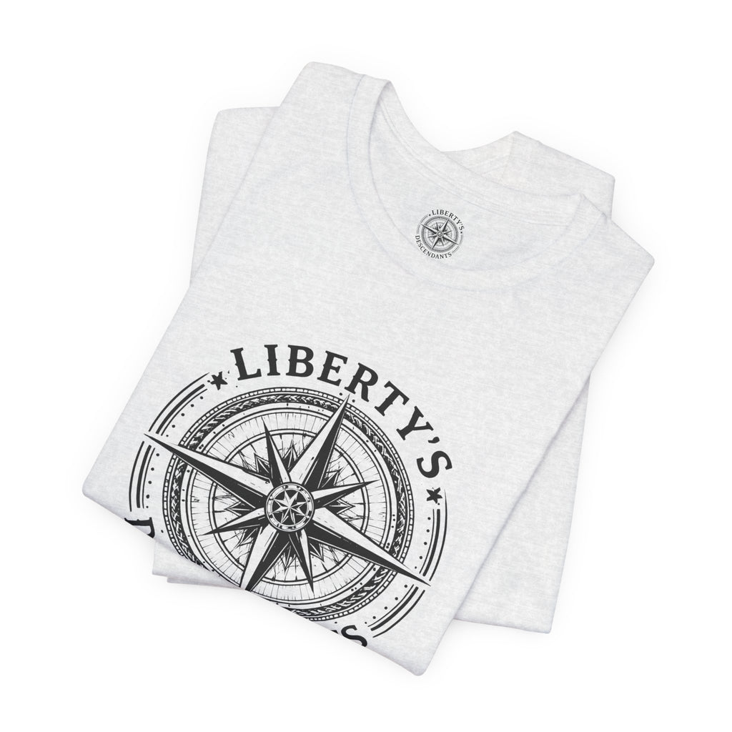 Liberty's Descendants Compass Tee — Nautical Patriotic Graphic T‑Shirt